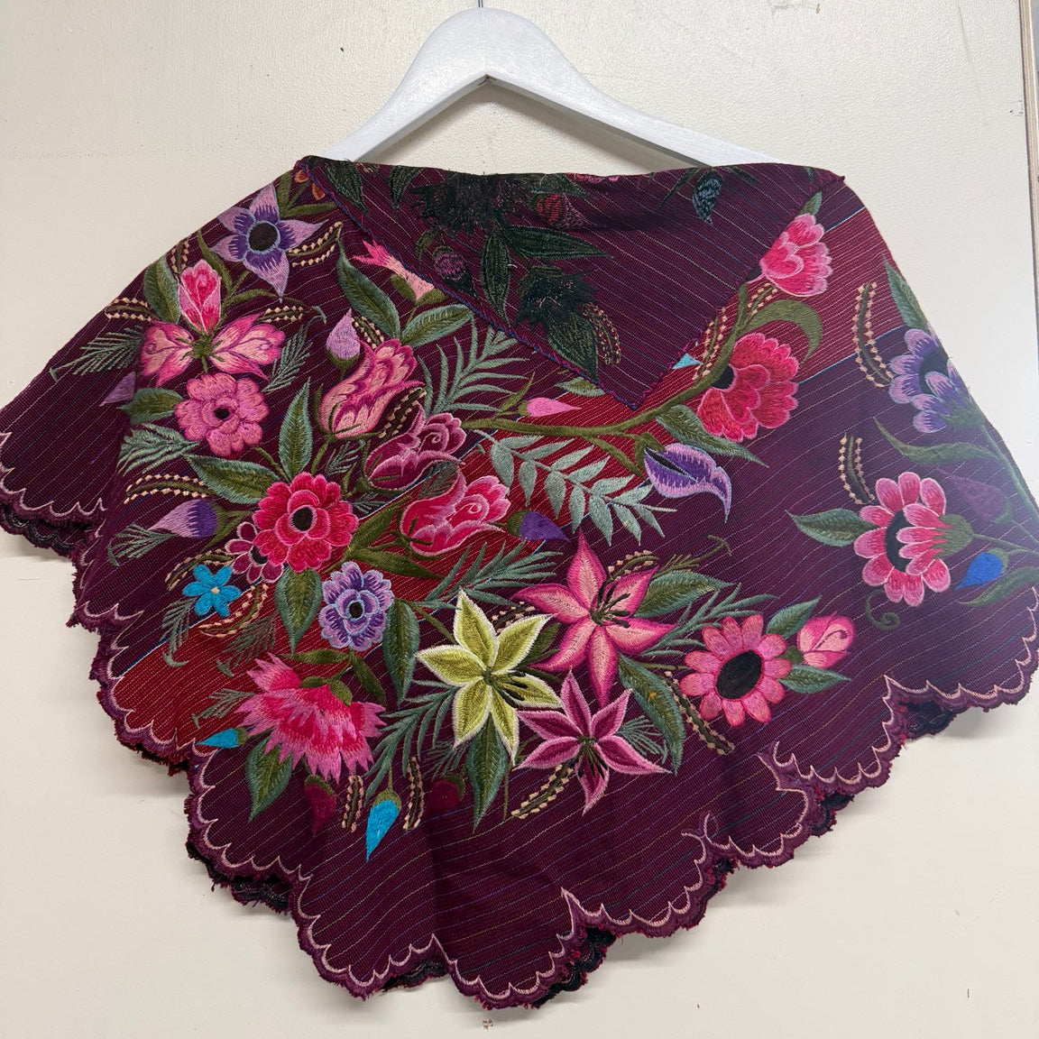 Hand-Embroidered Statement Shawl - One size