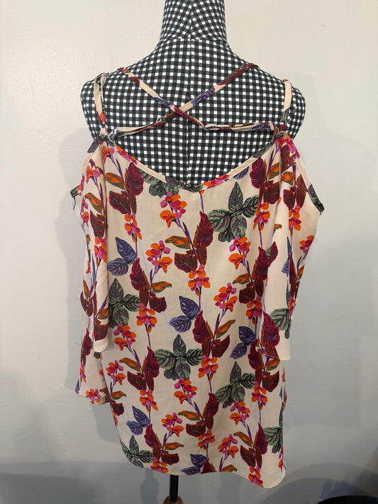 City Chic Floral Lightweight Blouse – Size L (20) – Cream