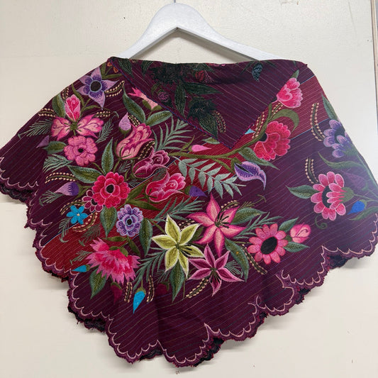 Hand-Embroidered Statement Shawl - One size